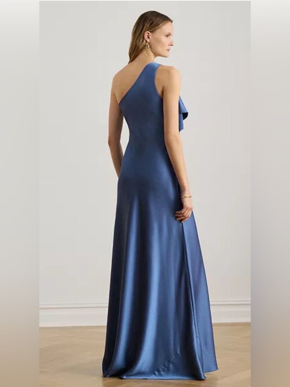 NWT Ralph Lauren Satin Charmeuse One-Shoulder Gown - Picture 2 of 13